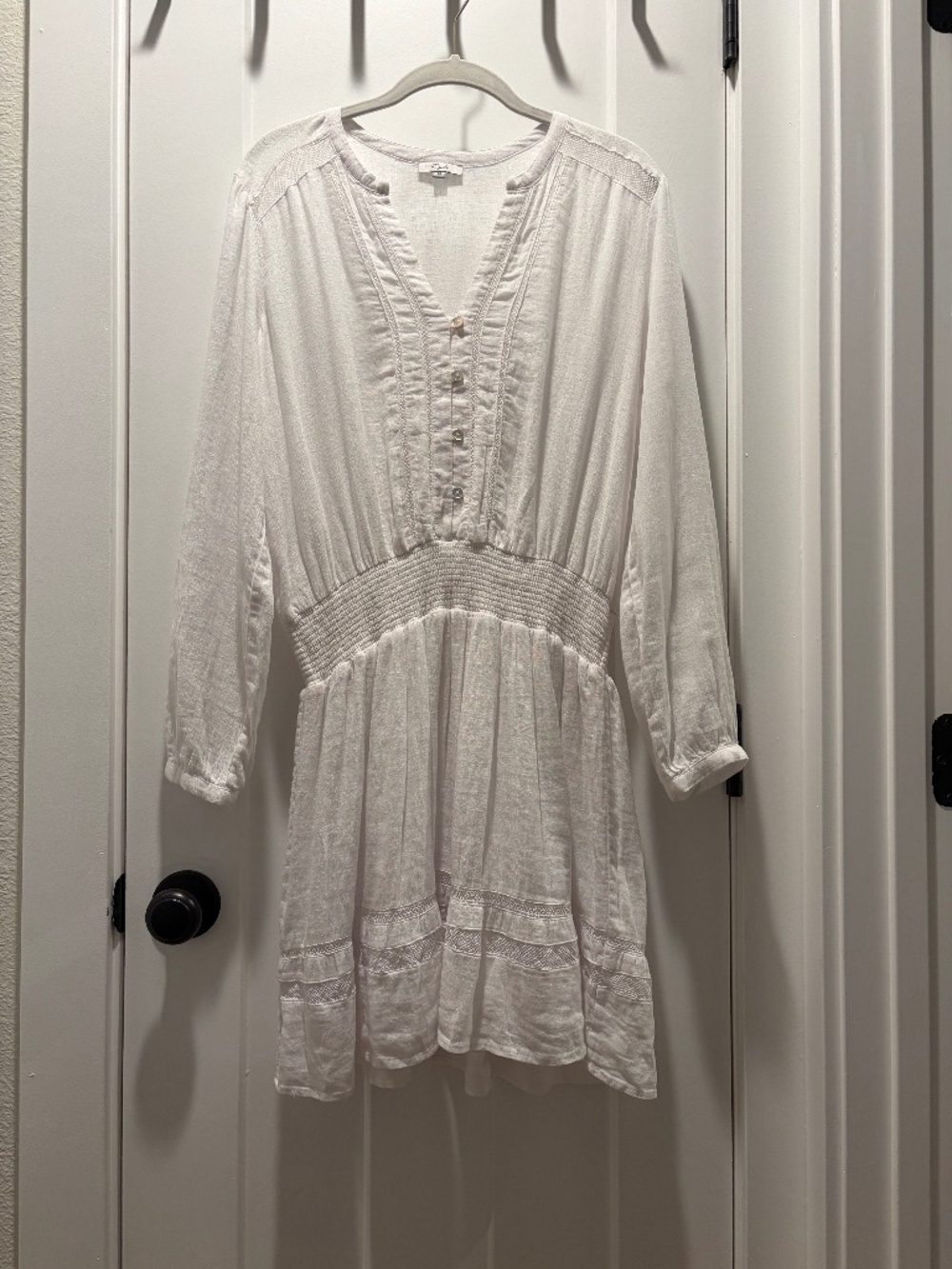 Rails Solid White Lace Trim Jasmine Linen Blend Dress Women’s Size Medium
